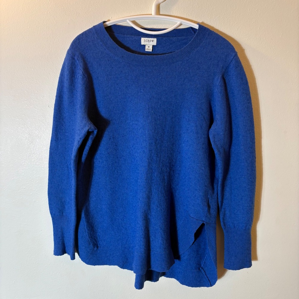 J. Crew Merino Wool Blend Crewneck Sweater Royal Blue Size Medium
